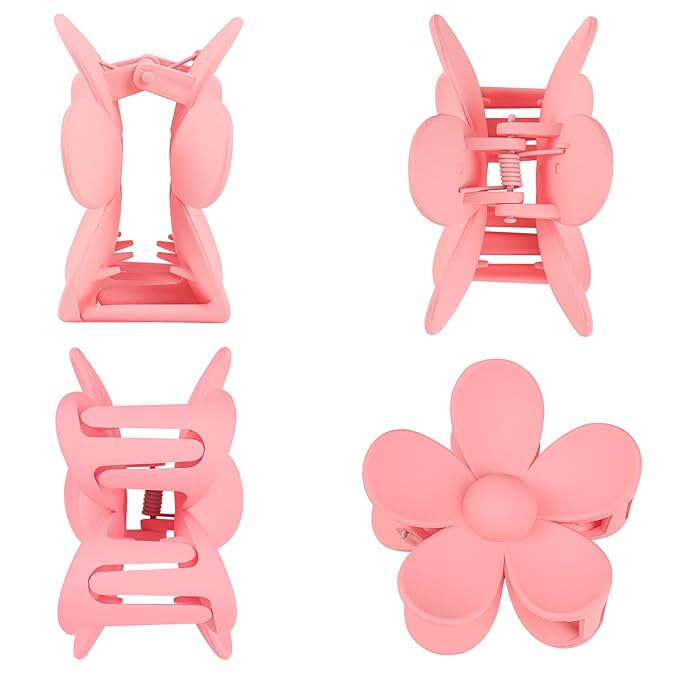 12 Pieces Flower Hair Clips for Women, Girls - Large Jaw Clips with Strong Hold for Thick & Thin Hair, 12 Matte Morandi Colors