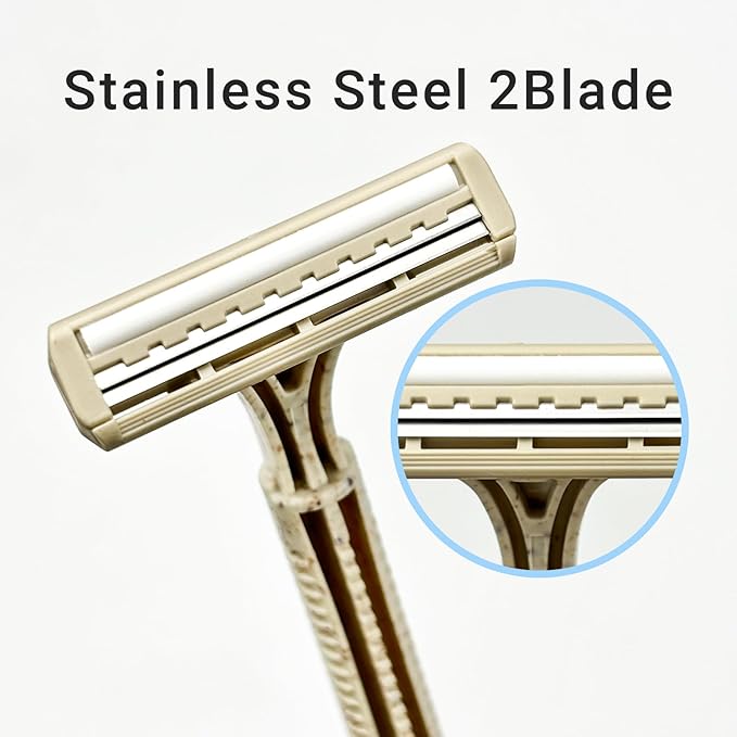 Disposable Shave Kit for Men &Women - 100 Pcs Wheat Straw Razors and Cream Bulk, Individually Wrapped Portable Toiletries Amenities for Hotel, Airbnb, Homeless, Shelter, Charity, Camping and Travel