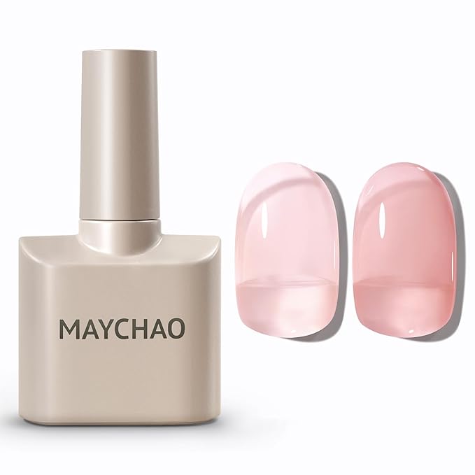 MAYCHAO 15ML Jelly Nude Pink Gel Nail Polish 1Pc Sheer Pink Gel Polish Soak Off UV LED Nail Polish Nail Art Starter Manicure Salon DIY at Home, 0.5 OZ