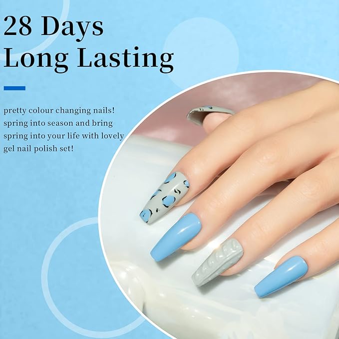 MAYCHAO 15ML Blue Gel Nail Polish 1Pc Blue Gel Polish Soak Off UV LED Nail Polish Nail Art Starter Manicure Salon DIY at Home, 0.5 OZ