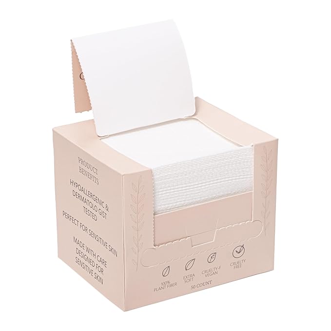 Velquinn Ultra Soft Face Towels, 100% Organic, Biodegradable, Hypoallergenic, Dermatologist Tested | 50 Count Pack for Daily Gentle Cleansing Pure - Eco-Luxurious Skincare You Can Trust