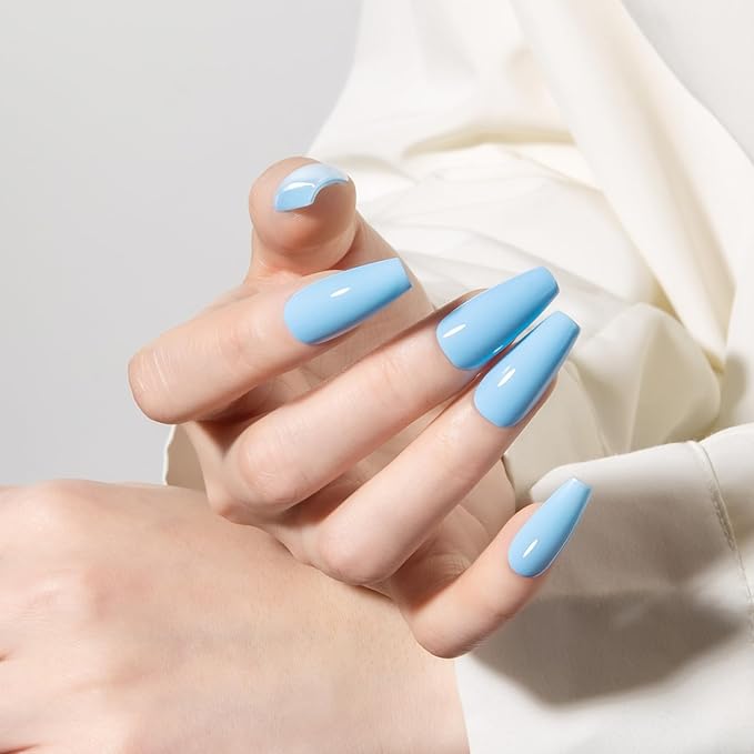 MAYCHAO 15ML Blue Gel Nail Polish 1Pc Light Blue Gel Polish Soak Off UV LED Nail Lamp Curing Needed for Nail Art Manicure Salon DIY at Home, 0.5 OZ