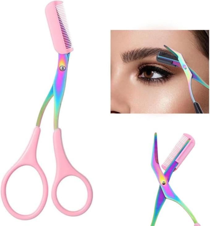 Eyebrow Razor for Women & Men, 2-in-1 Stainless Steel Eyebrow Grooming Tool & Facial Hair Trimmer, Precision Edges & Safe Painless Use, Unisex at-Home Kit, 5.04 X 2.04inch (Pink,3)