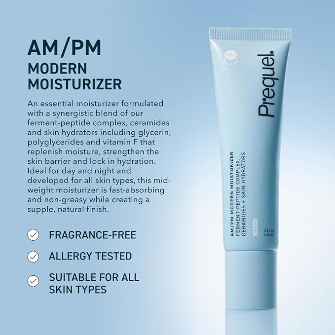 Prequel Skin AM/PM Modern Moisturizer – Hydrating Face Cream with Peptides, Ceramides & Glycerin for Dry, Sensitive, or Combination Skin – Non-Greasy Moisturizer for Barrier Support