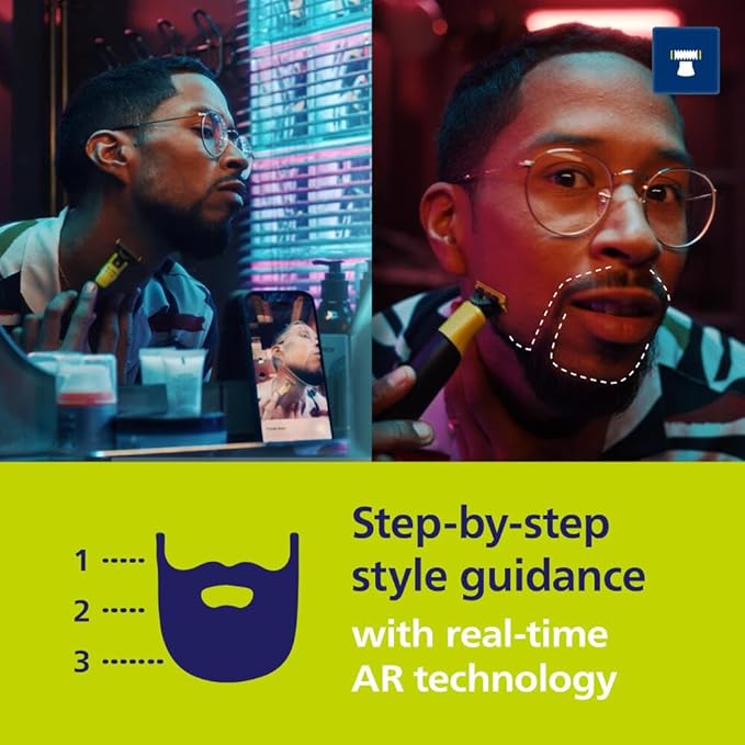 Philips Norelco OneBlade 360 with Connectivity Hybrid Face + Body, Electric Beard Trimmer, Shaver and Body Groomer with 360 Blade Tech, 2x360 Blade, 5-in-1 Comb, Body Kit, Travel Case, Model QP4631/90