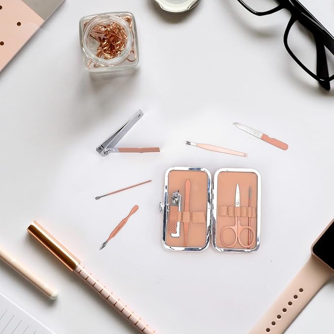 9 PCS Nail Clippers, ONEHERE Premium Manicure Set, Professional Grooming Gift Kit, Pedicure Kit, Facial, Hand, Foot, Cuticle Nail Care Tools, Fingernail Clippers with Luxurious Portable Travel Case