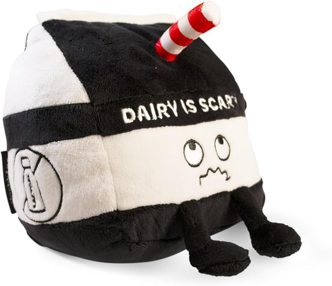 Punchkins Milk Carton Plushie - Dairy is Scary Punny Milk Plush, Dairy Themed Gift, Food Plush Toy for Gifting