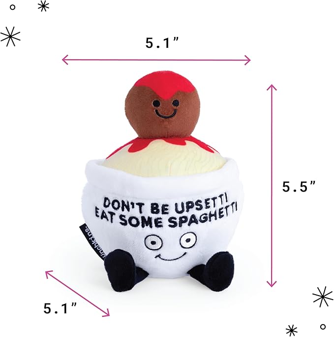 Punchkins Spaghetti Plushie - Don't Be Upsetti, Eat Some Spaghetti Sassy Spaghetti & Meatball Plush, Gift for Food Lovers, Cute Plush Toy for Gifting