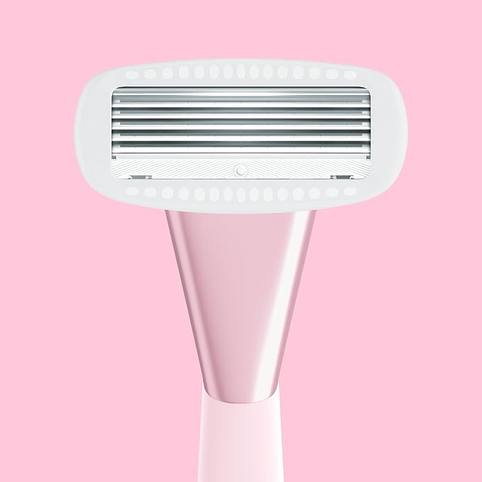 Athena Club Women's Razor Shave Kit, 1 Rose Razor Handle + 6 Blade Refills