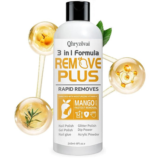 Acetone Nail Polish Remover: Professional Soak off Gel Polish Nail Glue Remover Natural Formula with Mango Oil 8 Fl Oz for Acrylic Dip Powder Remover at Home Salon