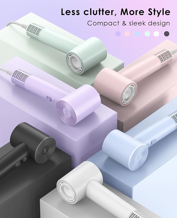 Hair Dryer, Negative Ionic Hair Dryers, High-Speed Blow Dryer with 110, 000 RPM Brushless Motor, Fast Drying Lightweight Travel Hairdryer, Low Noise Home Hair Dryer with Smooth Nozzle