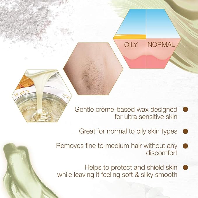 GiGi Zinc Oxide Hair Removal Wax for Ultra-Sensitive Skin, Gentle Formula for Face & Body, Soft Wax for Delicate Skin, 13 oz, 1 Pack