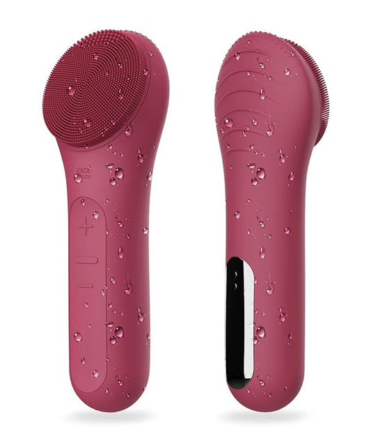 Face Scrubber, NågraCoola CLIE Facial Cleansing Brush, Waterproof and Rechargeable Face Scrub Brush for Men & Women, Cleansing, Exfoliating and Massaging, Electric Face Wash Brush - Berry