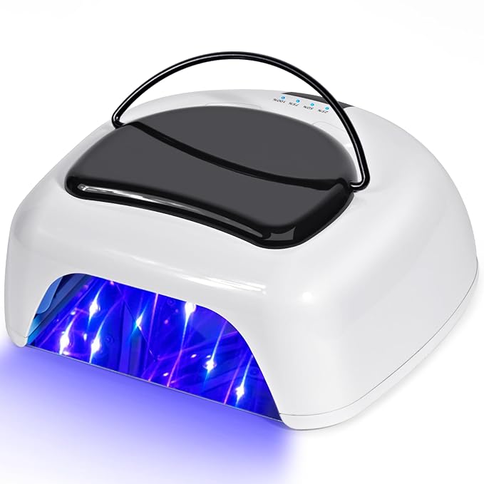 Professional Rechargeable 96W UV LED Nail Lamp,Cordless Nail Dryer with 4 Timer Settings,Portable Design & Auto Sensor,Fast Curing Lamp for Salon & Home(White+Black)