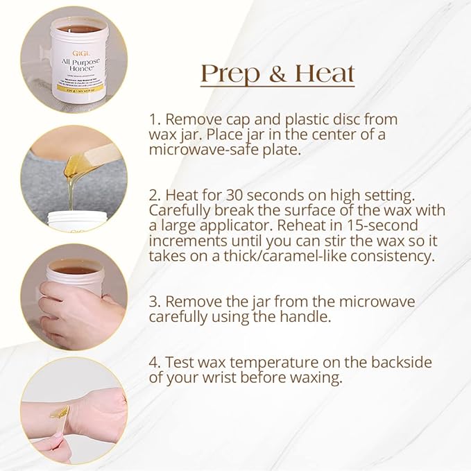 GiGi All Purpose Honee Microwave Hair Removal Wax, Gentle Soft Wax for Face, Arms, Legs & Body, Easy At-Home Waxing Kit for Smooth Skin, 8 oz