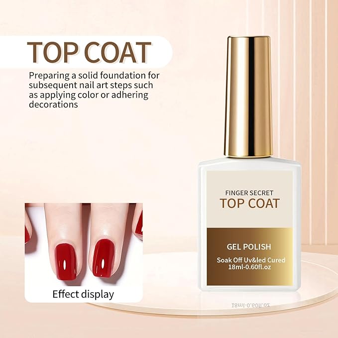 18ml/0.60floz Top Coat for Gel Nail Polish,Quick Dry Clear Nail Polish,Nail Supplies for DIY in Salon or Home Use.