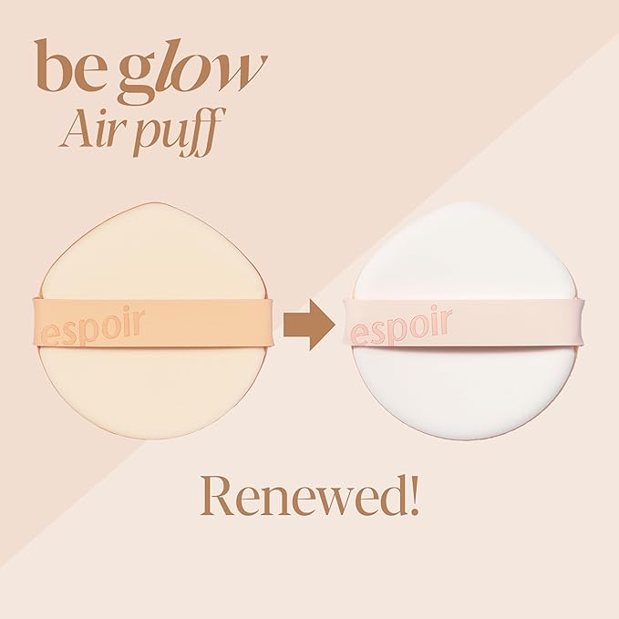 Espoir Be Glow Air Puff 7pc | Soft & Smooth Sponge Applicator for Flawless and Easy Makeup, Suitable for Cushion and Liquid Foundation, Cream, Powder, Concealer, Round Shape, Korean Base Tools