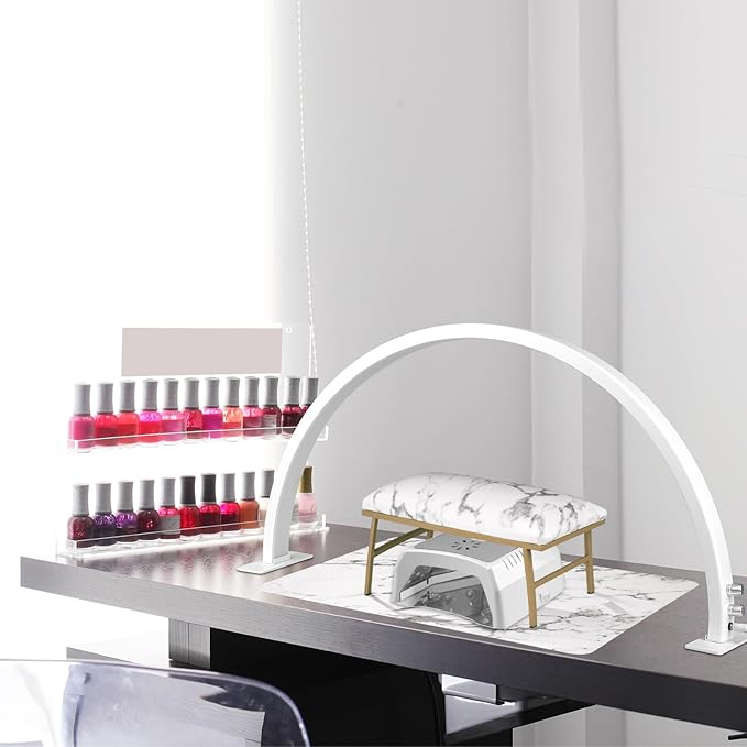 IMENE Half Moon Light, 29in Half Moon Light for Nail Desk, Half Moon Lamp Adjustable Color Temperature and Brightness Perfect for Nails Tech Manicure, Lash Extention, White