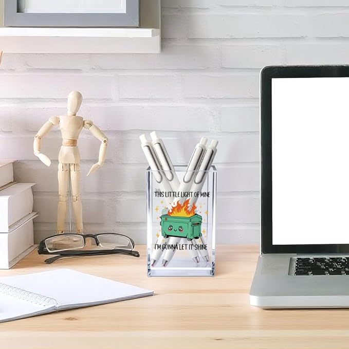 This Little Light Of Mine I'm Gonna To Let It Shine Work Pen Holder Cup, Emotional Dumpster Makeup Brush Holder, Mental Health Gifts for Colleague Boss Teacher, End Of Year Gift for Women