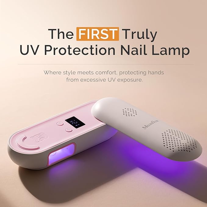MelodySusie Compact Cordless UV Nail Lamp, P-PLUS20F with Innovative Rotatable Panel & UV Protection Design, Rechargeable UV Light Cures All Gels, Especially Rhinestone Glue & Liner Gel Polish Pink