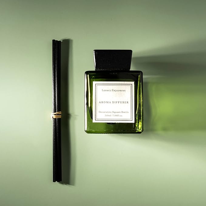 XEPTLE Long-Lasting Fragrance, Woodland Citrus Reed Diffuser, 7.04 oz, with 5 Sticks, Air Freshener, Home & Bathroom Decor Essential Oil Diffuser - Green