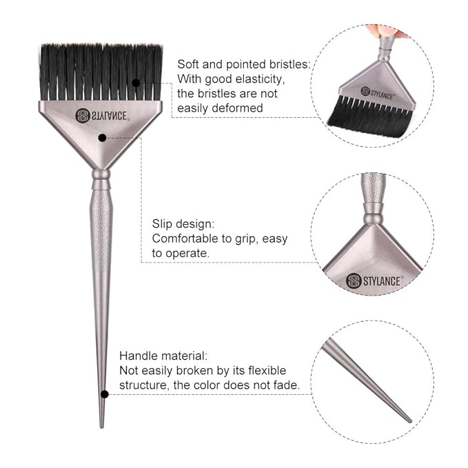 3 Pieces Hair Color Tool Set - Brush Kit for Salon & DIY Hair Coloring (Silver, Rose Gold, Gold)