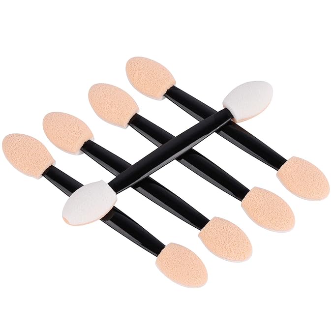 150 Eye Shadow Applicator Disposable Foam Makeup Brush Sponge Tipped Oval Eyeshadow Applicators Dual Sides with Container