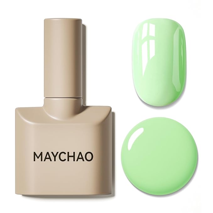 MAYCHAO 15ML Light Milky Green Gel Nail Polish 1Pc Pastel Green Gel Polish Soak Off UV LED Nail Polish Nail Art Starter Manicure Salon DIY at Home, 0.5 OZ