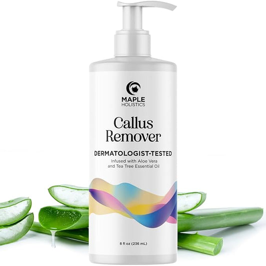 Exfoliating Callus Remover for Feet Care - Urea Foot Cream for Calluses and Dry Feet with Aloe and Tea Tree Essential Oil - Foot Callus Remover for Cracked Dead Corned and Rough Skin (8 Fl Oz)