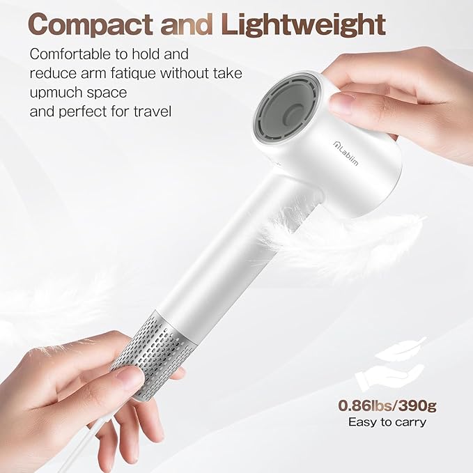Hair Dryer, High-Speed Ionic Low Noise Blow Dryer with Brushless Motor for Fast Drying, Thermo-Control Quiet Compact Hair Blow Dryer, Hairdryer with 1 Nozzle Attachments for Home Salon Travel