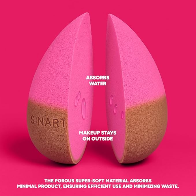 PROsponge | Makeup Sponge for Liquid Beauty Makeup. Premium Latex-Free foam. Foundation, Cream & Powder Blender. Saves Fondation & Streak Free Blending. (PINK)