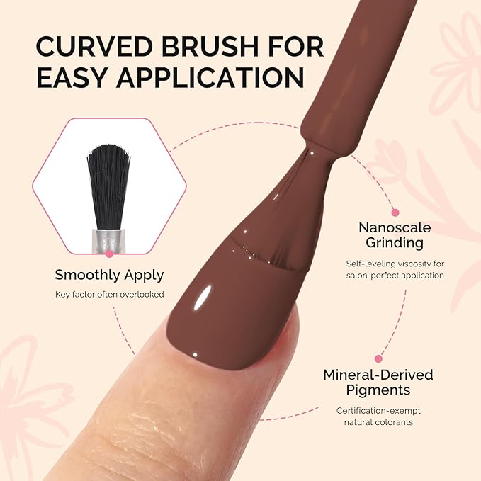 MelodySusie Fleurwee Plant Based Gel Nail Polish, Hema Free Cappuccino Brown Nail Polish, Soak Off UV LED Gel Polish Gift for Women 21 Non Toxic Long Lasting Nail Art Manicure Salon DIY at Home P28