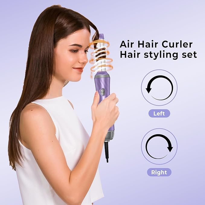 6 in 1 Hair Dryer Brush, Upgrade Detachable Blow Dryer Brush Air Styler Wrap Air Curler, Curly Twist Hot Curling Iron, Negative Ion Blow Dryer Hot Styler, Travel Hair Styling Tool