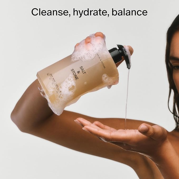 Salt & Stone Body Wash for Women & Men | Black Rose & Oud | Hydrating Gel Cleanser | Clean & Soften Skin | Made with Niacinamide & Hyaluronic Acid | Free From Parabens Sulfates & Phthalates 15.2 fl oz