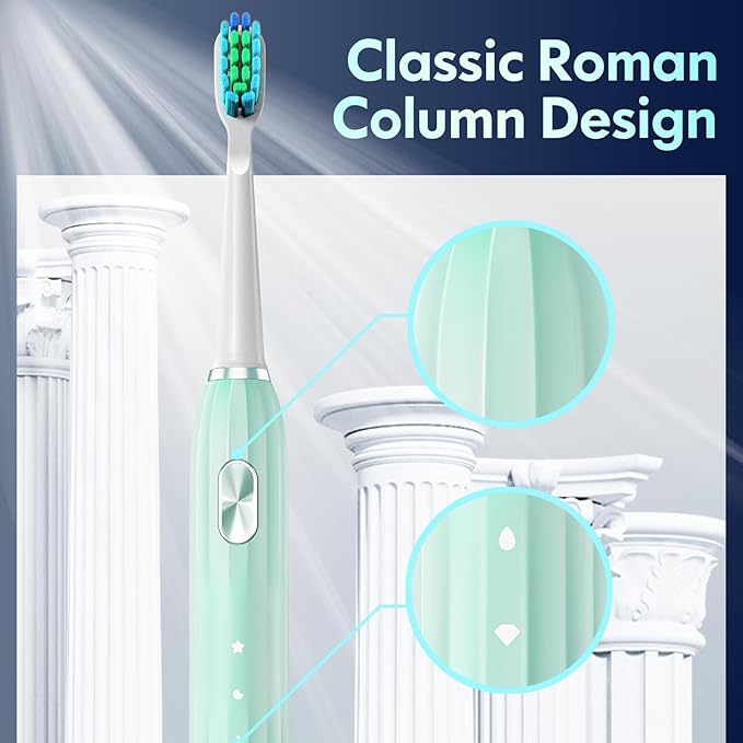 Ultrasonic Toothbrush for Adults Sonic Toothbrush, 9 Brush Heads, 5 Cleaning Modes, 4-Hour Charge Lasts 60 Days (Green)