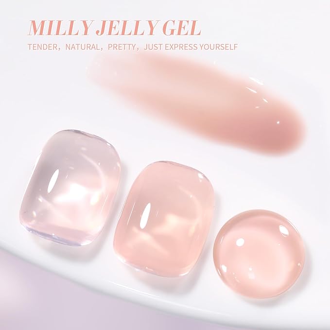 Born Pretty Jelly Gel Nail Polish Jelly Nude Gel Polish Sheer Translucent Skin Stone Natural Soak Off Hema-Free Gel Polish Nail Art DIY 15ML