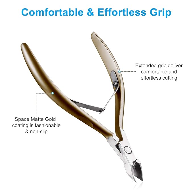 Cuticle Nippers 3/4 Cuticle Trimmer Clippers Stainless Steel Scissors Extremely Sharp Edge Cutter Pedicure Treatment Manicure Tool, opove X7 Matte Gold