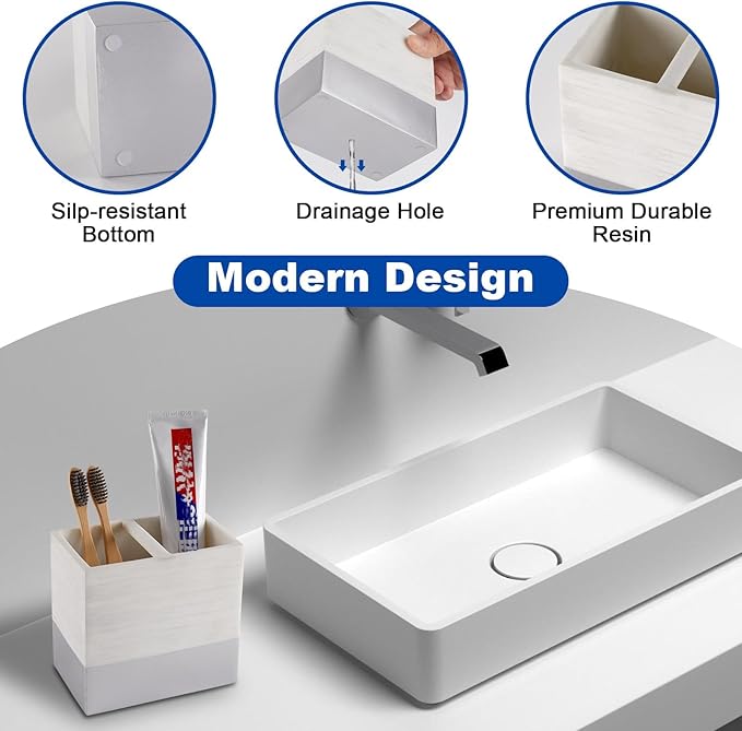 Toothbrush and Toothpaste Holder for Bathroom Countertop Organizer, Anti-Slip Electric Toothbrush Holders Vanity Caddy Storage for Family, Kids, Shower, Kitchen