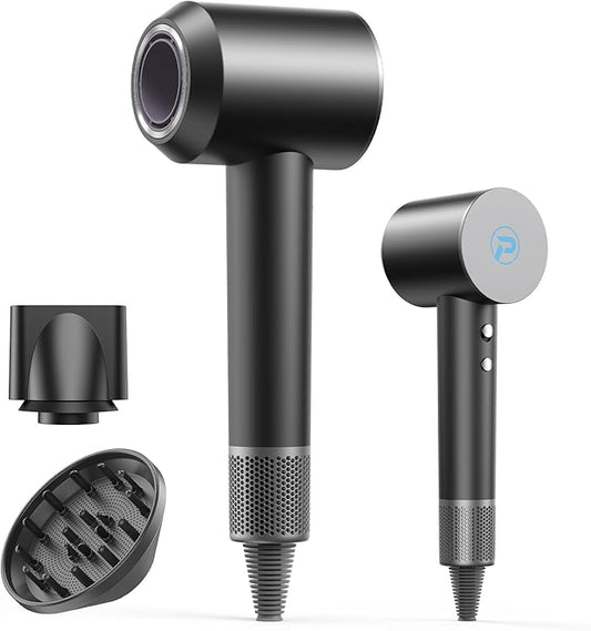 Hair Dryer - 110,000 RPM Professional Hair Dryer with Diffuser, Ionic Blow Dryer, 8 Wind Modes, Magnetic Nozzles, Fast Drying for All Hair Types - Ideal Christmas Gift for Women