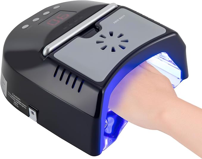 Professional 72W Nail Lamp with LCD Digital Timer, Fast 30s Cure LED Nail Dryer for Gel Polish, Portable UV/LED Light for Salon & Home Nail Art (Black)