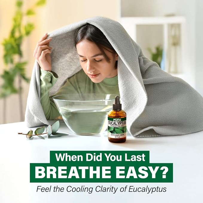 KUKKA Eucalyptus Essential Oils - 4 Fl Oz - for Hair, Skin, Diffuser, Aromatherapy & DIY Soap Making Scent
