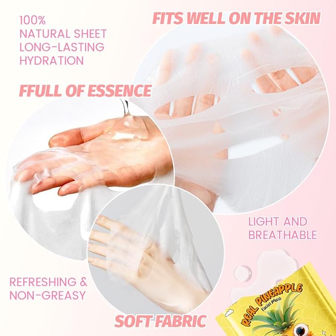 evpct 8 Pack Fruit Kids Face Masks for Kids Girls Spa, Girls Kids Facial Spa Day Slumber Sleepover Birthday Party Favors Supplies Kit for Girl, Kid Friendly Facial Face Masks Bulk Skincare for Kid, 02