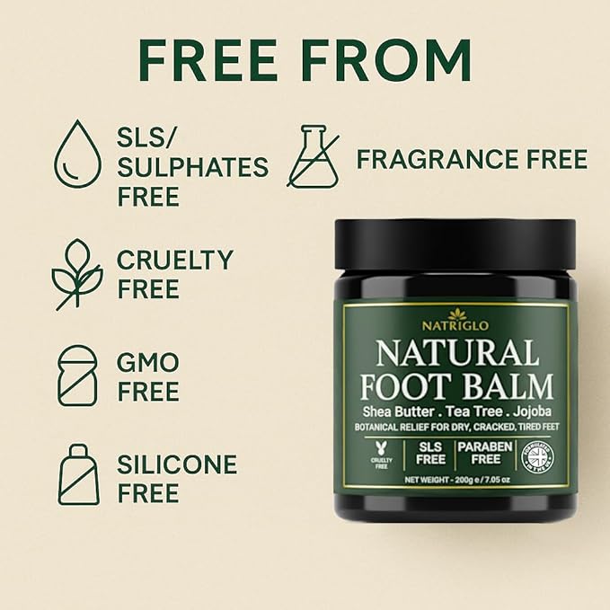 Organic Tea Tree Foot Cream for Dry Cracked Feet, Heels, Toes & Calluses - Athlete’s Foot, Odor, Itchy & Rough Skin- Heel Balm & Moisturizer for Soft, Smooth Feet & Lasting Comfort