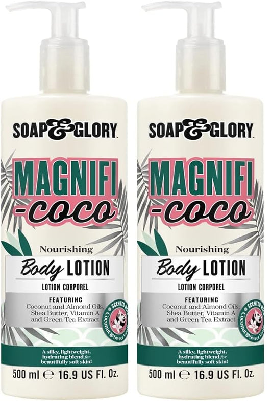 Soap & Glory Magnifi-Coco Body Lotion - Coconut Body Moisturizer with Vitamin A, Shea Butter & Rose Canina Fruit Oils - Rich Moisturizing Lotion for Dehydrated Skin (500ml) (Pack of 2)