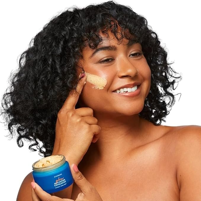 AAVRANI Glow Activating Exfoliator – Stain-Free Turmeric Face Mask with Aloe, JoJoba, Shea, Lavender and Neem – Exfoliating Clay Mask for Acne, Dark Spots, and Deep Pore Cleansing, 1.7 Fl Oz (New)