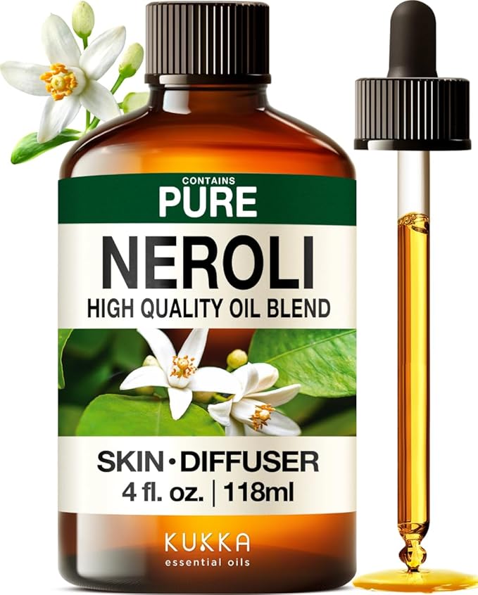 KUKKA Neroli Essential Oils - 4 Fl Oz - for Hair, Skin, Diffuser, Aromatherapy & DIY Soap Making Scent