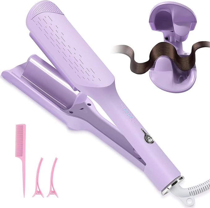 Curling Iron Hair Crimper Waver, 1.25 Inch Rovy Wave Curling Iron with Anti-Scald, Ionic Deep Waver Hair Curler Tool with Ceramic 2 Barrel for Women, 32mm Beach Waves with 30 Min Auto Shut Off