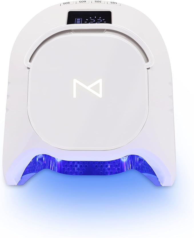 M - GlowPro Professional Hybrid 86W Wireless Rechargeable UV LED Nail Curing Lamp Cordless Nail Dryer for Gel Nails, Manicure, Pedicure (White)