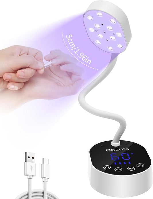 UV LED Nail Lamp 36W – Cordless Flash Cure Gooseneck Mini UV Lamp for Gel X Nails, Portable USB Rechargeable Nail Dryer with Auto Sensor, 4 Timers & LCD Display for DIY Home Manicure (White)