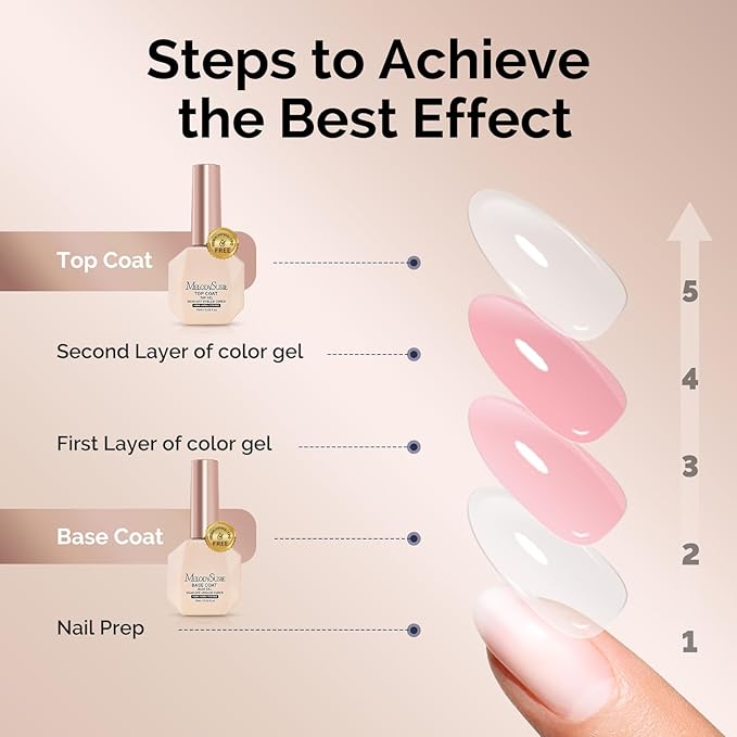 MelodySusie Hema Free Gel Base Coat,Hema Free,Hpma Free,Tpo Free,No Wipe,Soak off UV LED Drying,Long Lasting Gloss Shiny 15ML